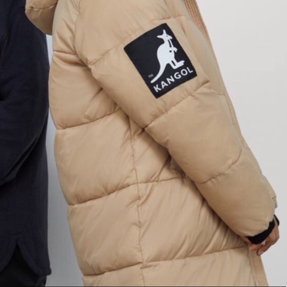 NWT Kangol x H&M Light Beige Long Puffer Jacket - Picture 4 of 16